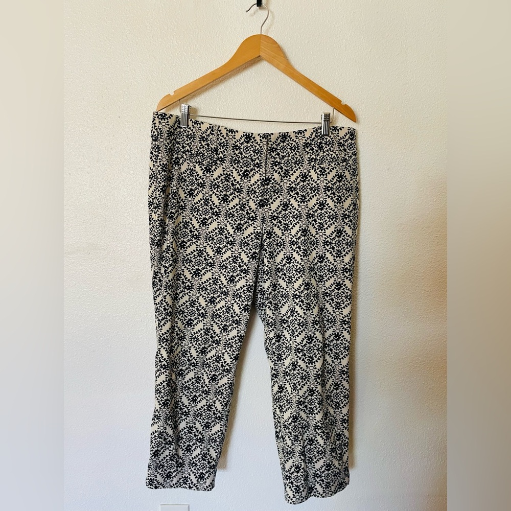 LOFT Marisa Pant Printed Cropped Size 14 Cotton Blend